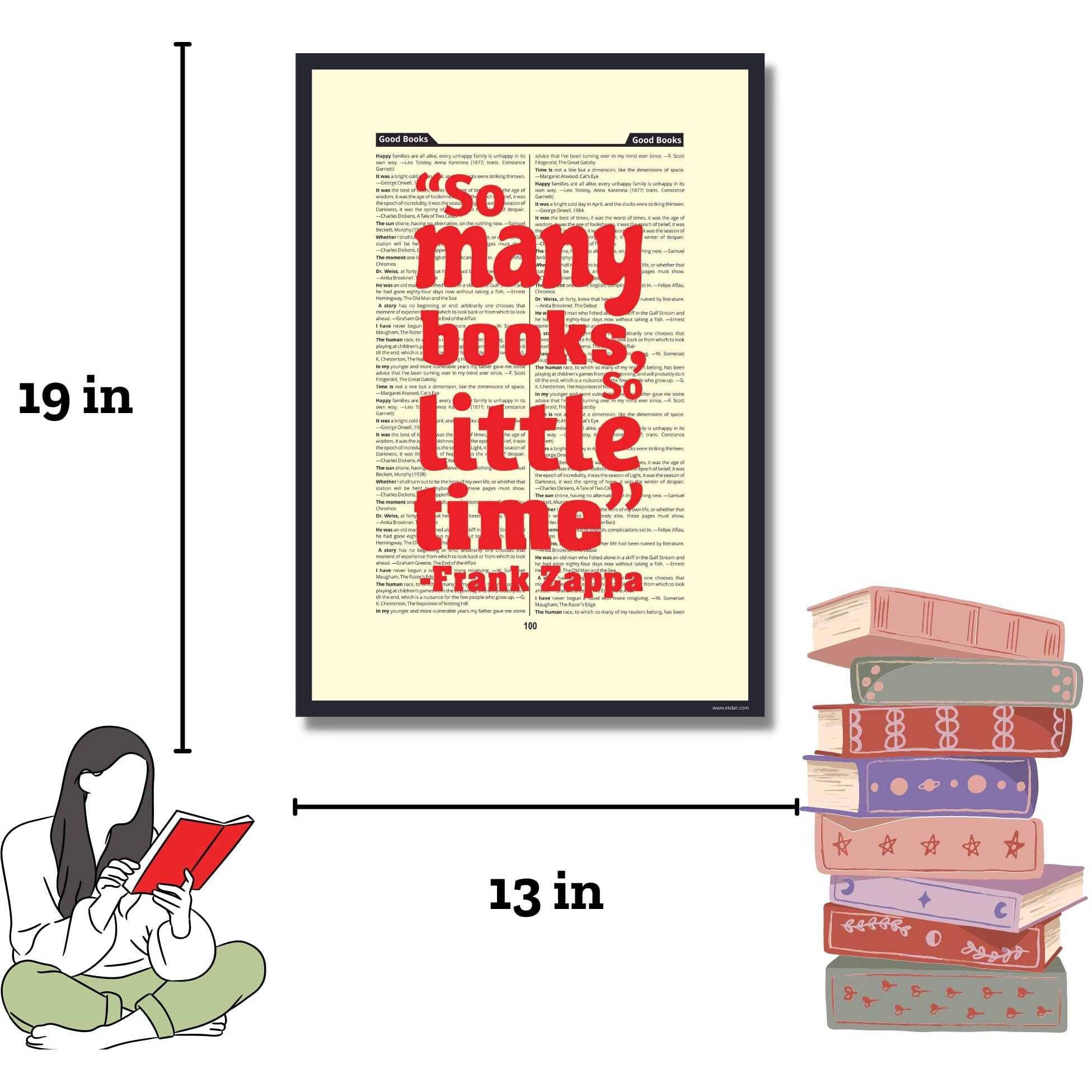 Ekdali Book Lovers Poster- Poster To Put In Study Room - Ideal Gift For Book Lovers - Bookish Gifts - Poster Size 13 X 19 Inches