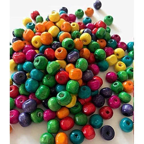 Lipsa Enterprise Handicrafts Multicolour Wooden Round 8Mm Size Beads For Jewelry Making/Diy Crafts Making,Bags, Toran, Bandhanwar, Plant Hanger, Crafts Project And Rakhi Making (500)