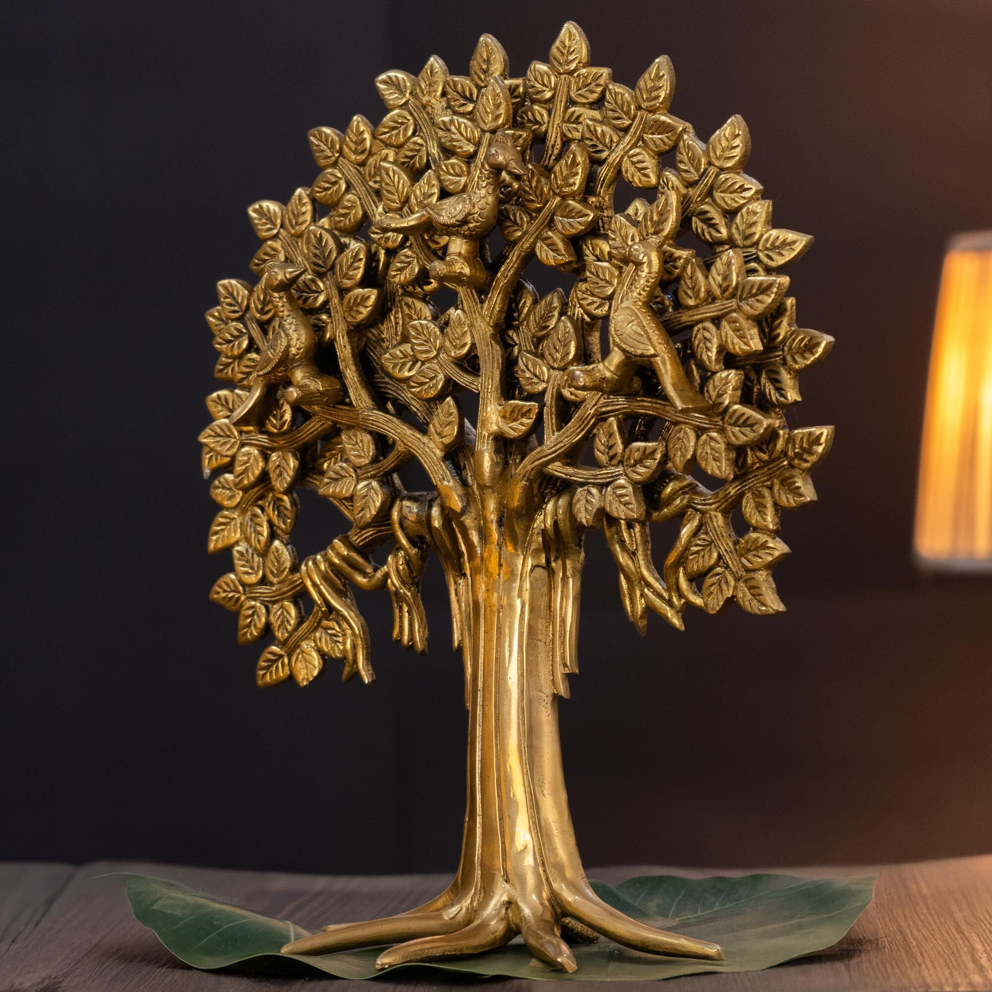 The Advitya Kalpvriksha Brass Tree Vastu Feng Shui Table Or Home Decor Showpiece Decorative Item For Wealth Good Luck Success Office Diwali Housewarming Gift Dhanteras (12 Inch)