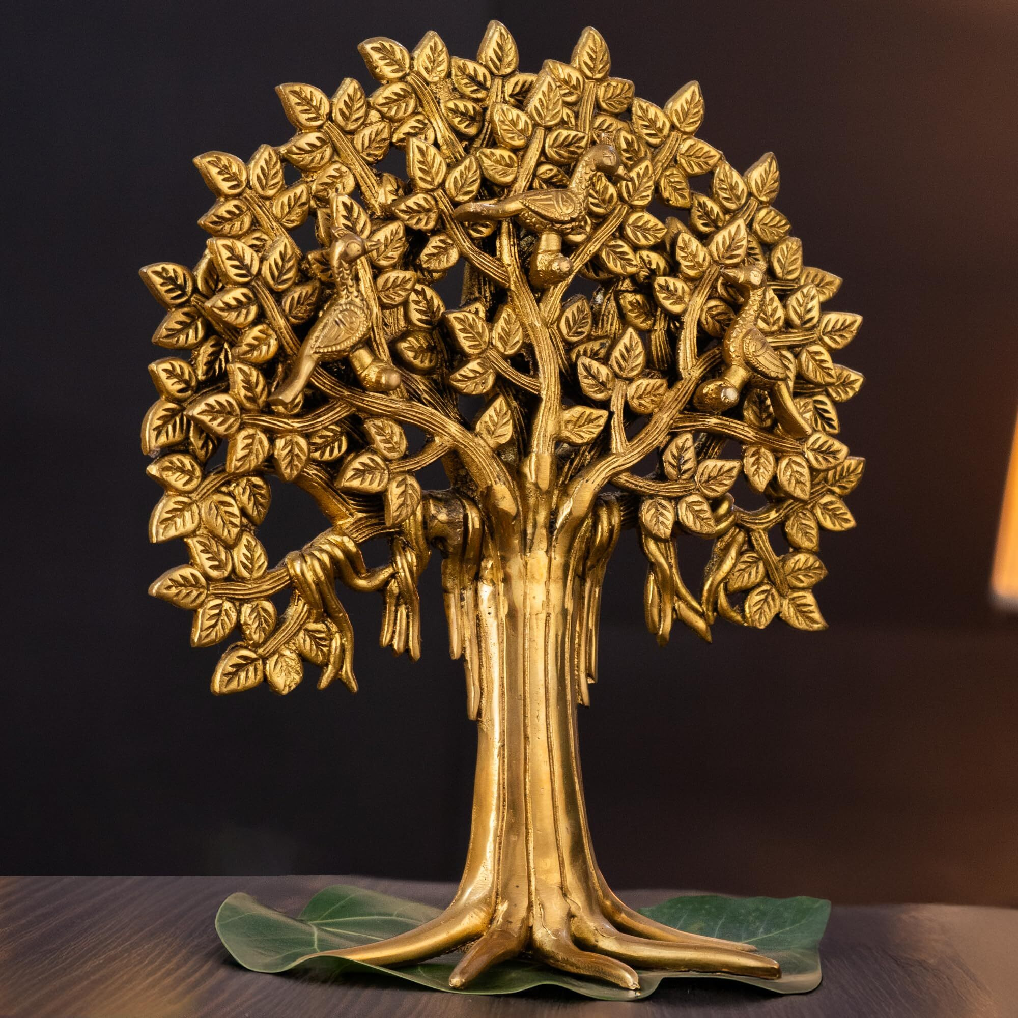 The Advitya Kalpvriksha Brass Tree Vastu Feng Shui Table Or Home Decor Showpiece Decorative Item For Wealth Good Luck Success Office Diwali Housewarming Gift Dhanteras (12 Inch)