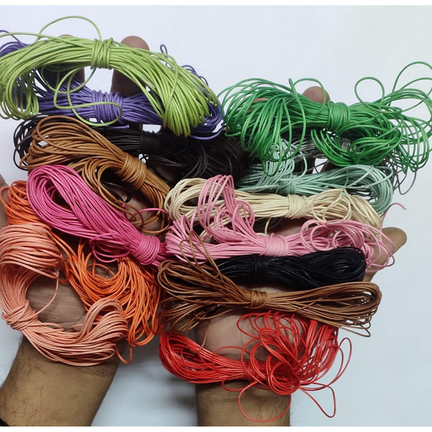 Omx 15 Colours, 1Mm 10Mtr Each Colour (15 Colour Mix) Total 150 Mtr. Waxed Cotton Cord For Jewellery Bracelets, Anklet, Beading