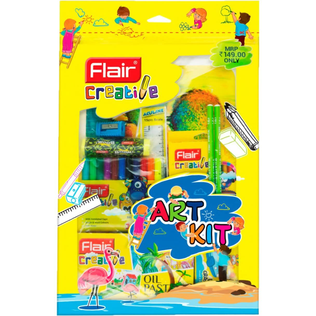Flair Creative Series Art Kit | Combination Smart Kit For Your Creative Need | Non-Toxic & Safe For Childrens | Kids Coloring Set | Stationery Kit Ideal For Gifting | Set Of 1 Kit