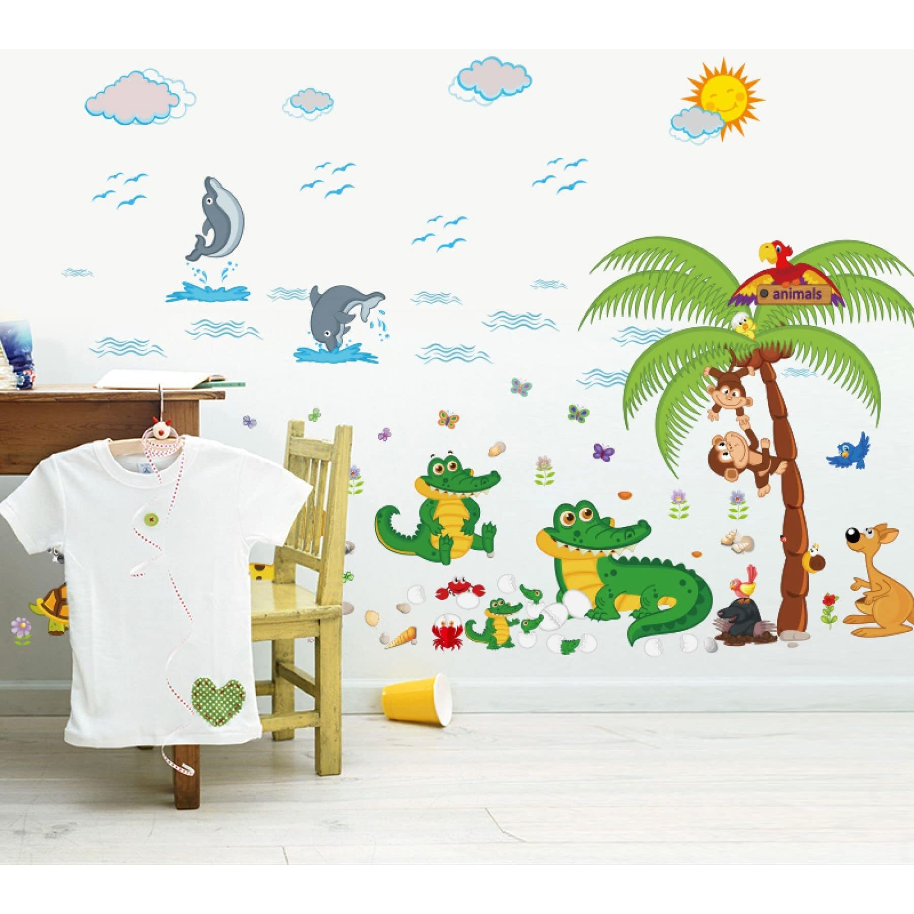 Jaamso Royals Nursery Decoration Animal Kids Education Wall Sticker For Wall Decor And Home Decor (60 Cmx 90 Cm)