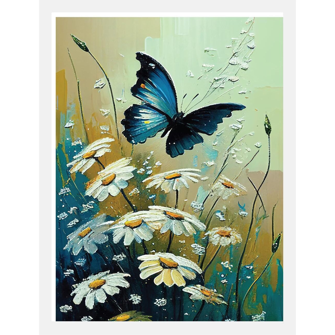 Uncover Mystery Flower & Butterfly Digital Hd Print, Framed Poster Wall Art For Home, Office, Living Room Wall Decoration, (Size - 9.75 X 13.25 In), Frame Color  -White-007