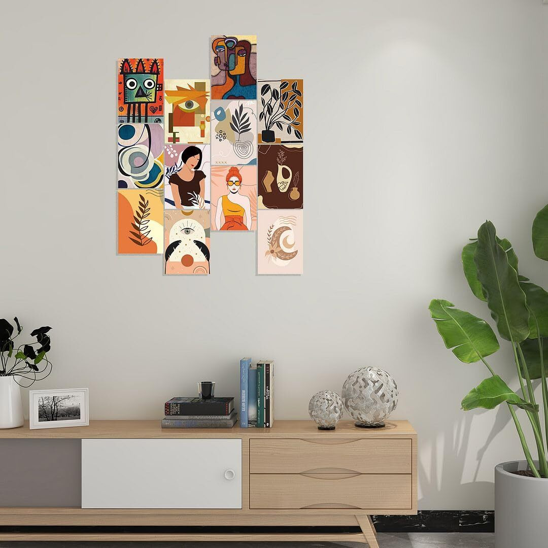 Cvanu 12Pcs Boho Wall Collage Kit Printed Poster For Wall Decoration Size (11.6Inchx8.2Inch)_202307-98