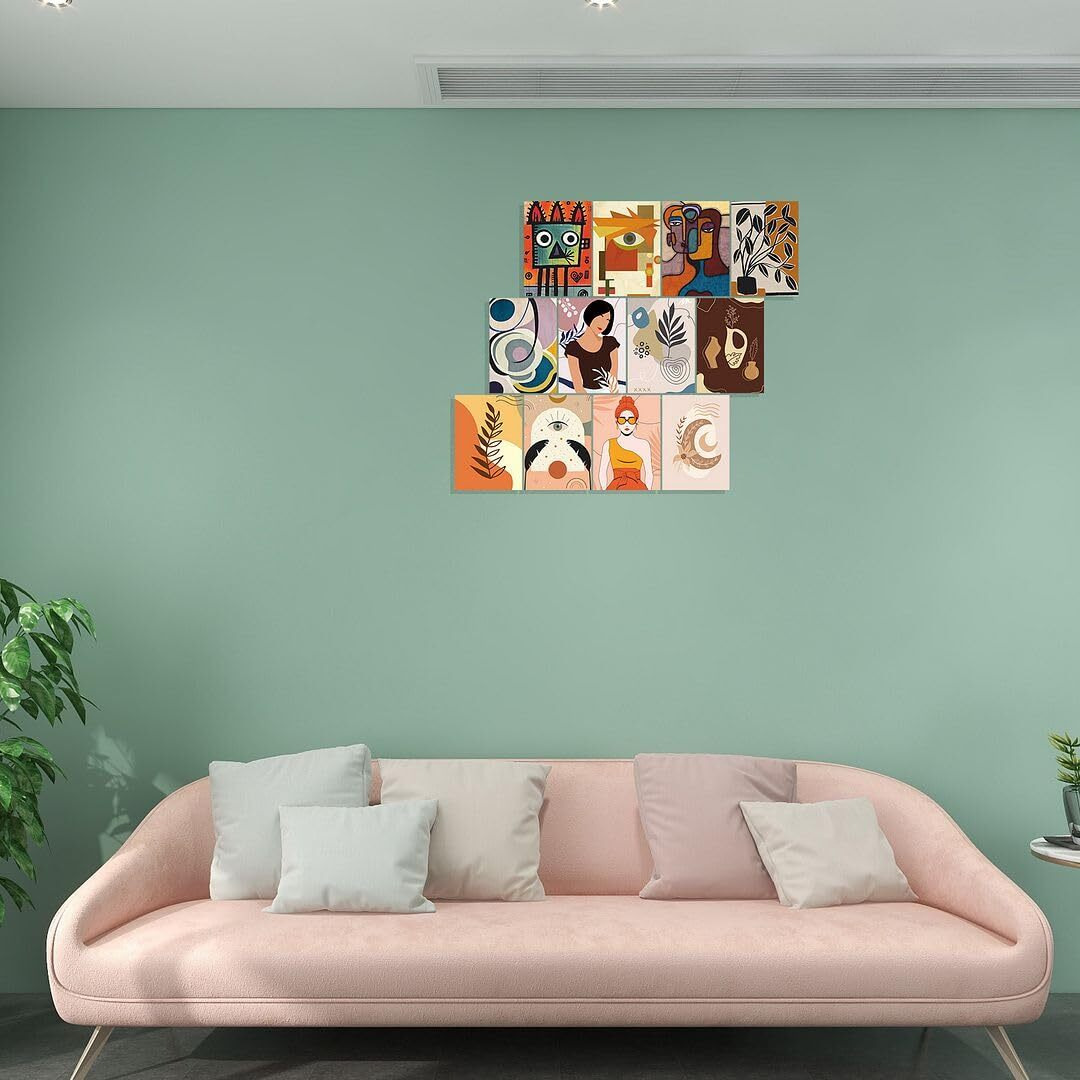 Cvanu 12Pcs Boho Wall Collage Kit Printed Poster For Wall Decoration Size (11.6Inchx8.2Inch)_202307-98