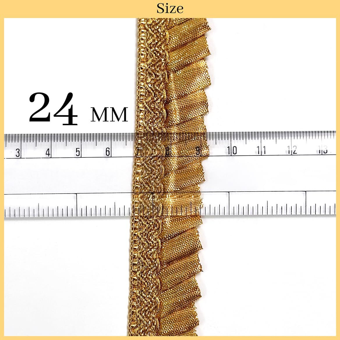 Embroiderymaterial Shining Zari Sewing/Embroidery Lace For Saree Border, Blouse, Dupatta Border, Lehenga, Kurti Etc (18 Meters, Gold, 24Mm Wide)