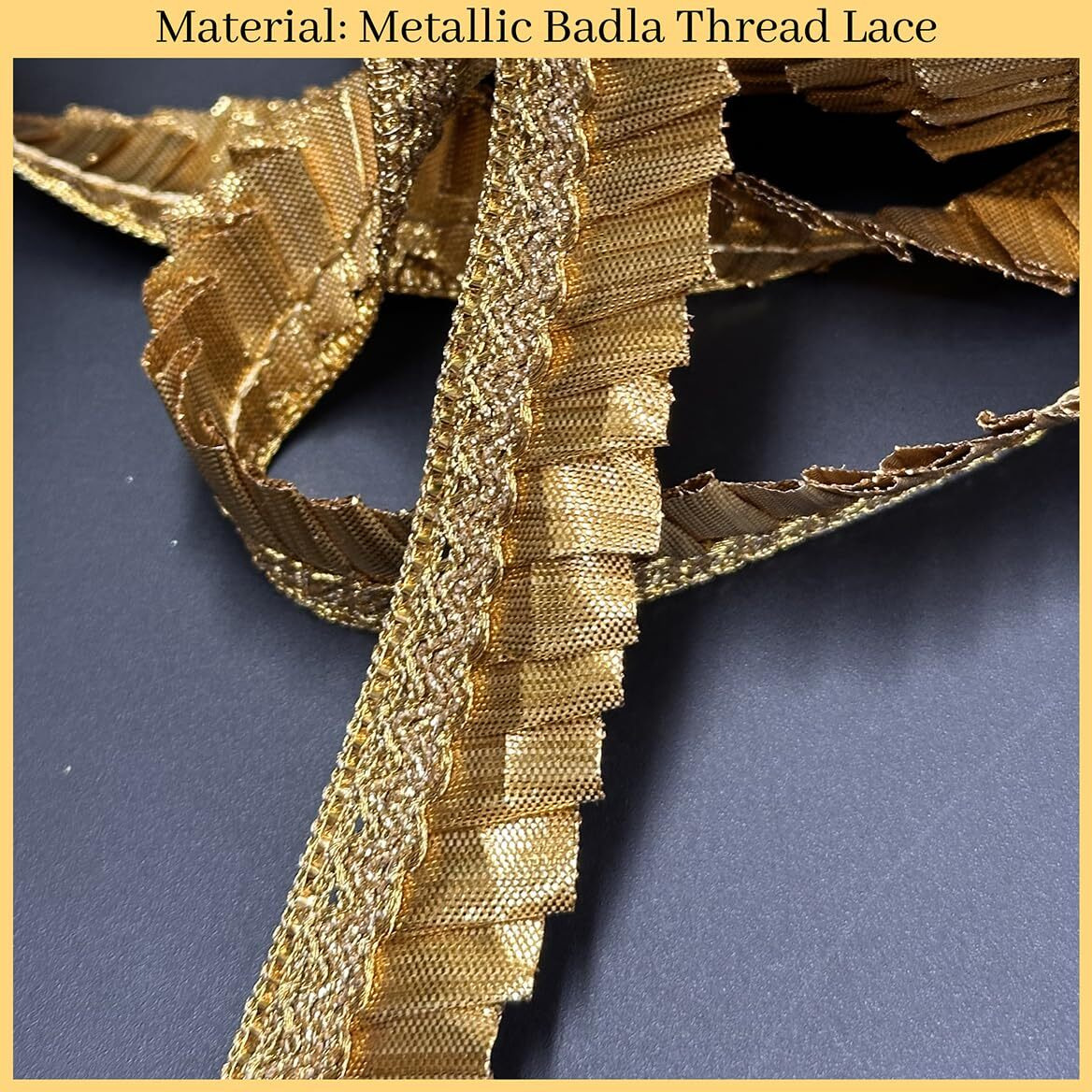 Embroiderymaterial Shining Zari Sewing/Embroidery Lace For Saree Border, Blouse, Dupatta Border, Lehenga, Kurti Etc (18 Meters, Gold, 24Mm Wide)
