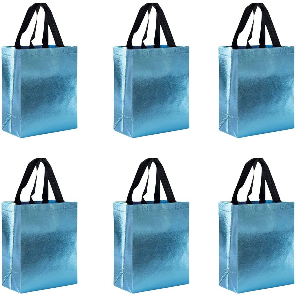 Satyam Kraft 6 Pcs Non Woven Fabric Paper Bag Goodie Bags With Handle Gift Bag, Gift Bag, Gift For Gifting, Return Gifts, Christmas, Gift, Xmas, Birthday,Wedding,Festivals(23 X 22.5)(Blue)