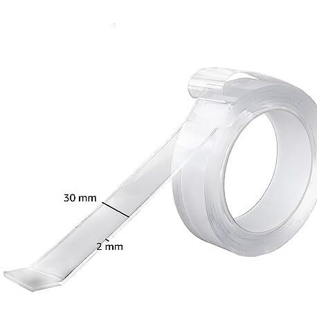Amazing Stuff Double Sided Tape Adhesive Silicone Tape, Heavy Duty, Strong Sticky, Multi-Functional, Removable, Washable, Reusable Anti-Slip Gel Nano Grip Tape 2Mm Thick, 1.2 Inch Wide 3 Meter