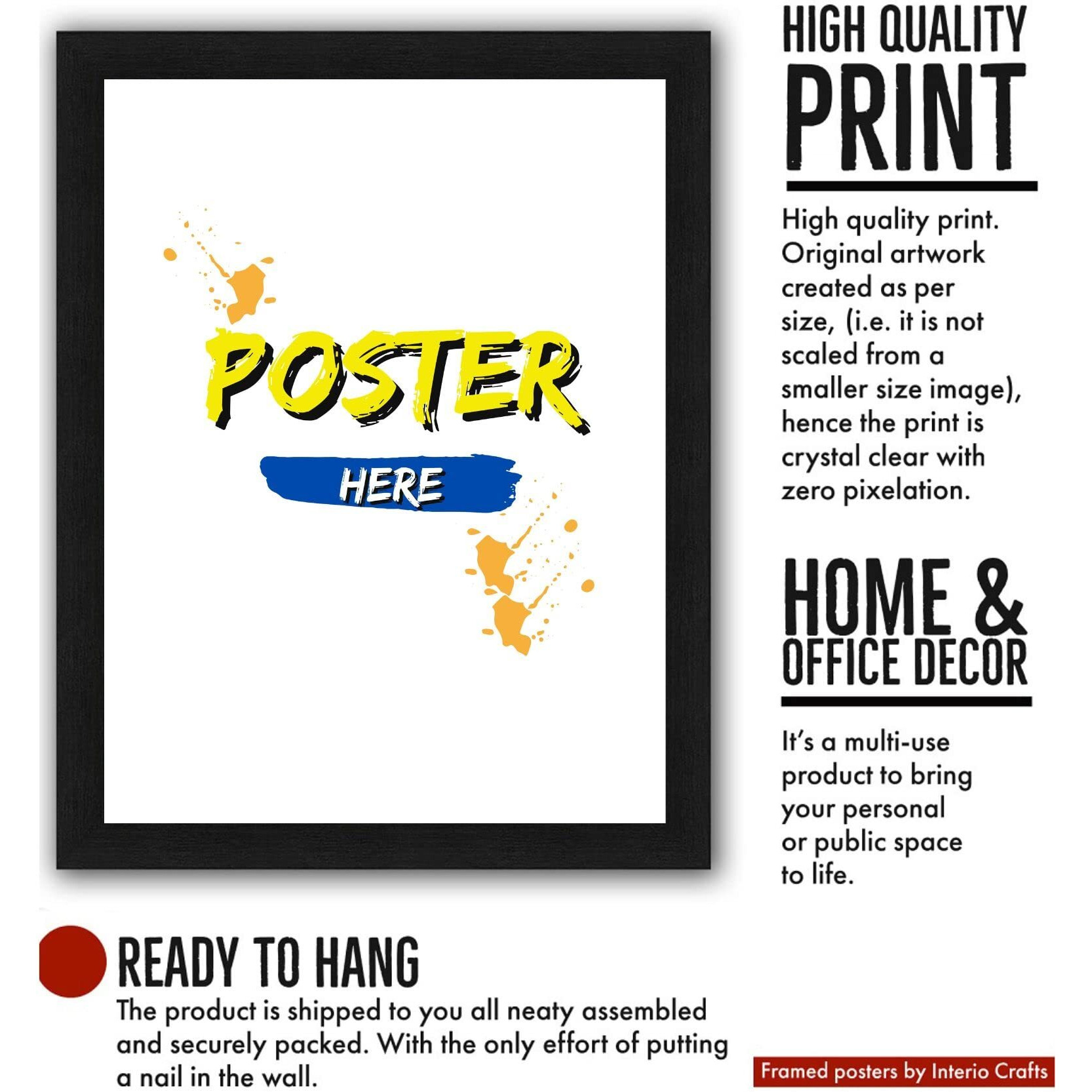 Interio Crafts Speak Less Motivational Quotes Posters With Frame For Home And Office Wall Decor - Inspirational Quotes Wall Frames(Frame Included,13X10 Inch, Black)