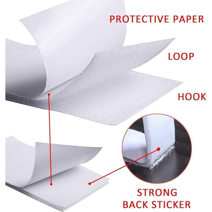 Echsrt 1X4 Inch Self Adhesive Hook And Loop Strips - 10 Sets - White Sticky Back Tape Fastener, Heavy Duty Mounting Strips For Home Or Office Use - Instead Of Holes And Screws