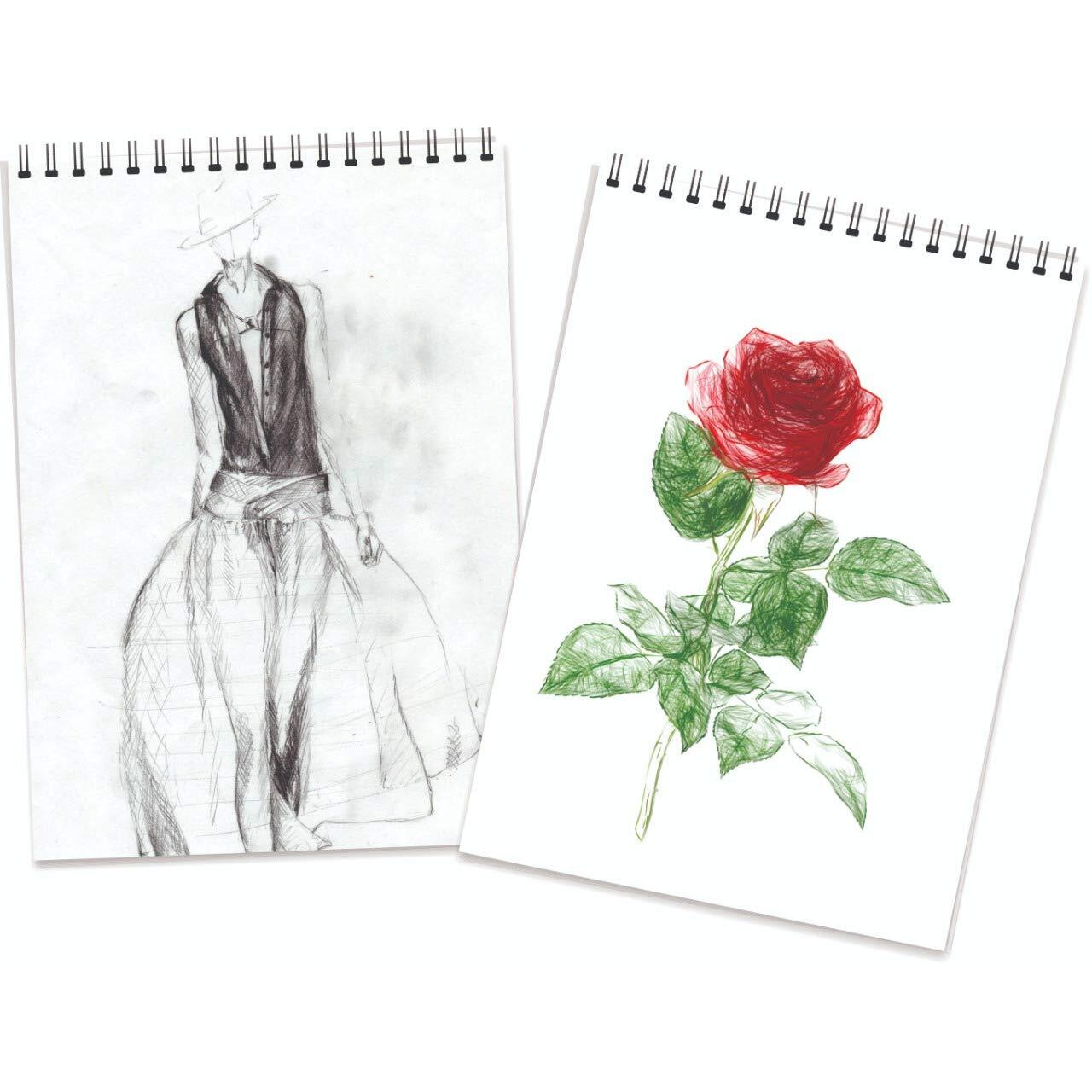 Printelligent Multicolour Flower Print Spiral Bound Artists Sketch Drawing Book (A4 Size, 75 Pages, 140 Gsm) (D)