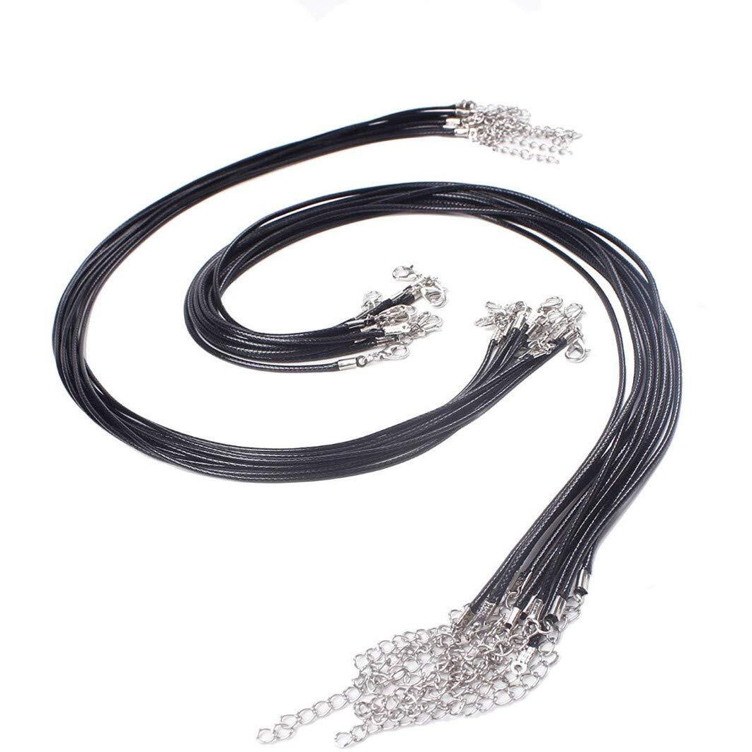 Diy Crafts Pack Of 10 Pcs, Design No  2, Black Leather 2Mm Cord Necklace With Lobst (Pack Of 10 Pcs, Design No  2)