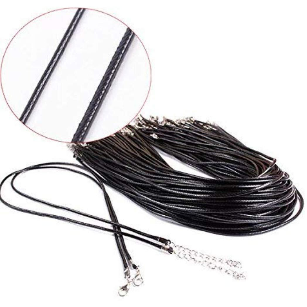 Diy Crafts Pack Of 10 Pcs, Design No  2, Black Leather 2Mm Cord Necklace With Lobst (Pack Of 10 Pcs, Design No  2)