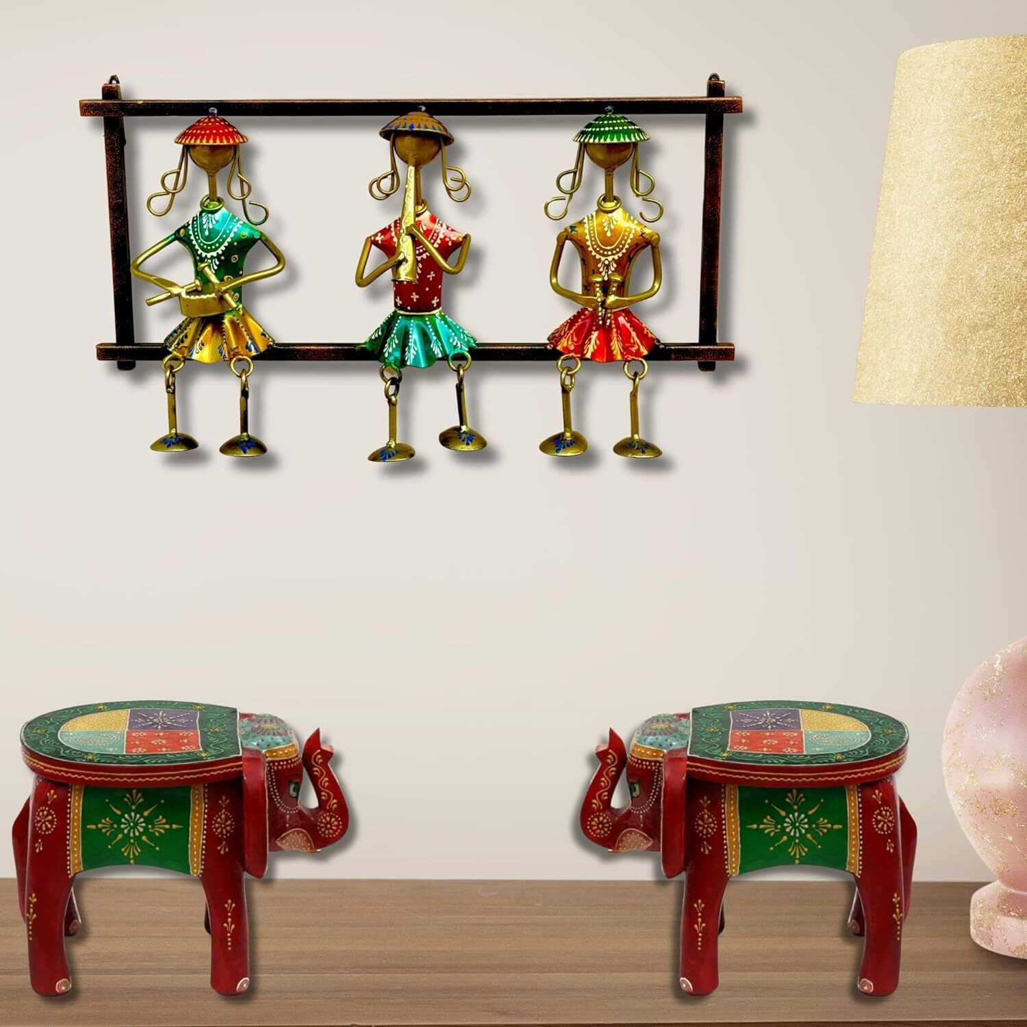 Rsn 3 Musician Doll Wall Decor Frame|Wall Hangings For Living Room/Bedroom/Hall/Restro|Home Decoration|Multicolor|Size - 16 X 9.5 X2.5 Inches