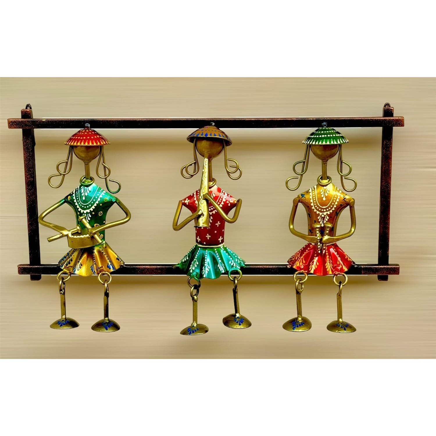 Rsn 3 Musician Doll Wall Decor Frame|Wall Hangings For Living Room/Bedroom/Hall/Restro|Home Decoration|Multicolor|Size - 16 X 9.5 X2.5 Inches