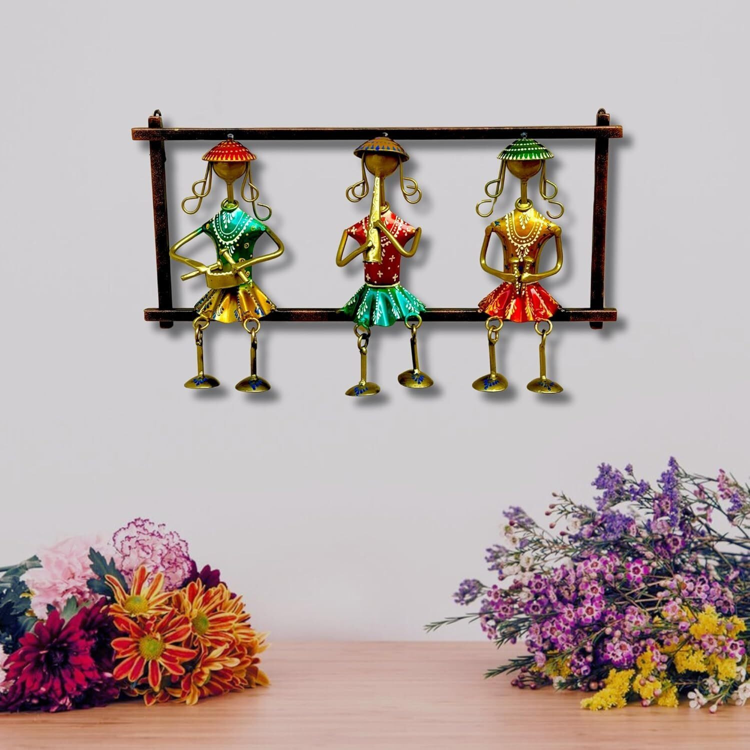Rsn 3 Musician Doll Wall Decor Frame|Wall Hangings For Living Room/Bedroom/Hall/Restro|Home Decoration|Multicolor|Size - 16 X 9.5 X2.5 Inches