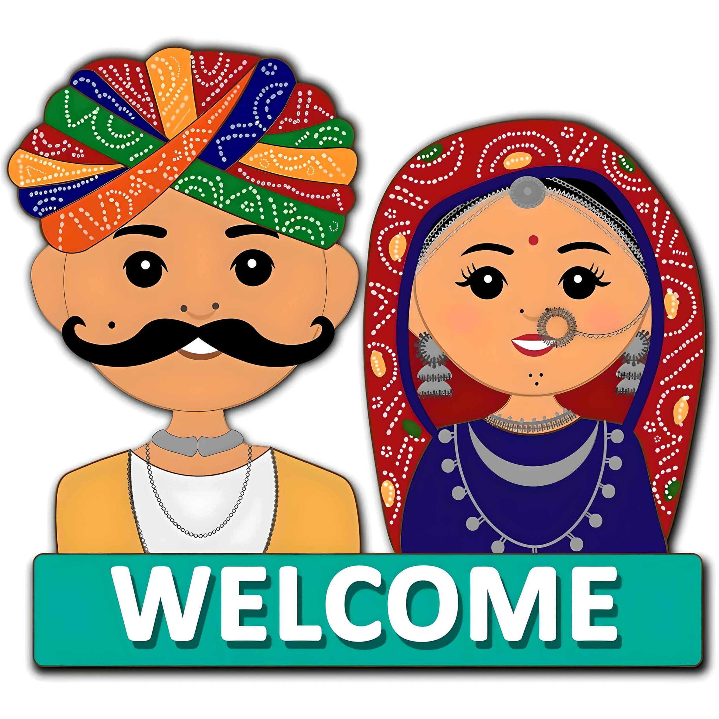 Vah- Kya Bat Hai  Rajsthani Couple Welcome Entrance Decoration For Home, Home Decoration Items For Wall, Door Decor, Home Door Decor Items, Front Door Hanging Decor, Entrance Wall Decoration For Home, Decorative Wall Hangings