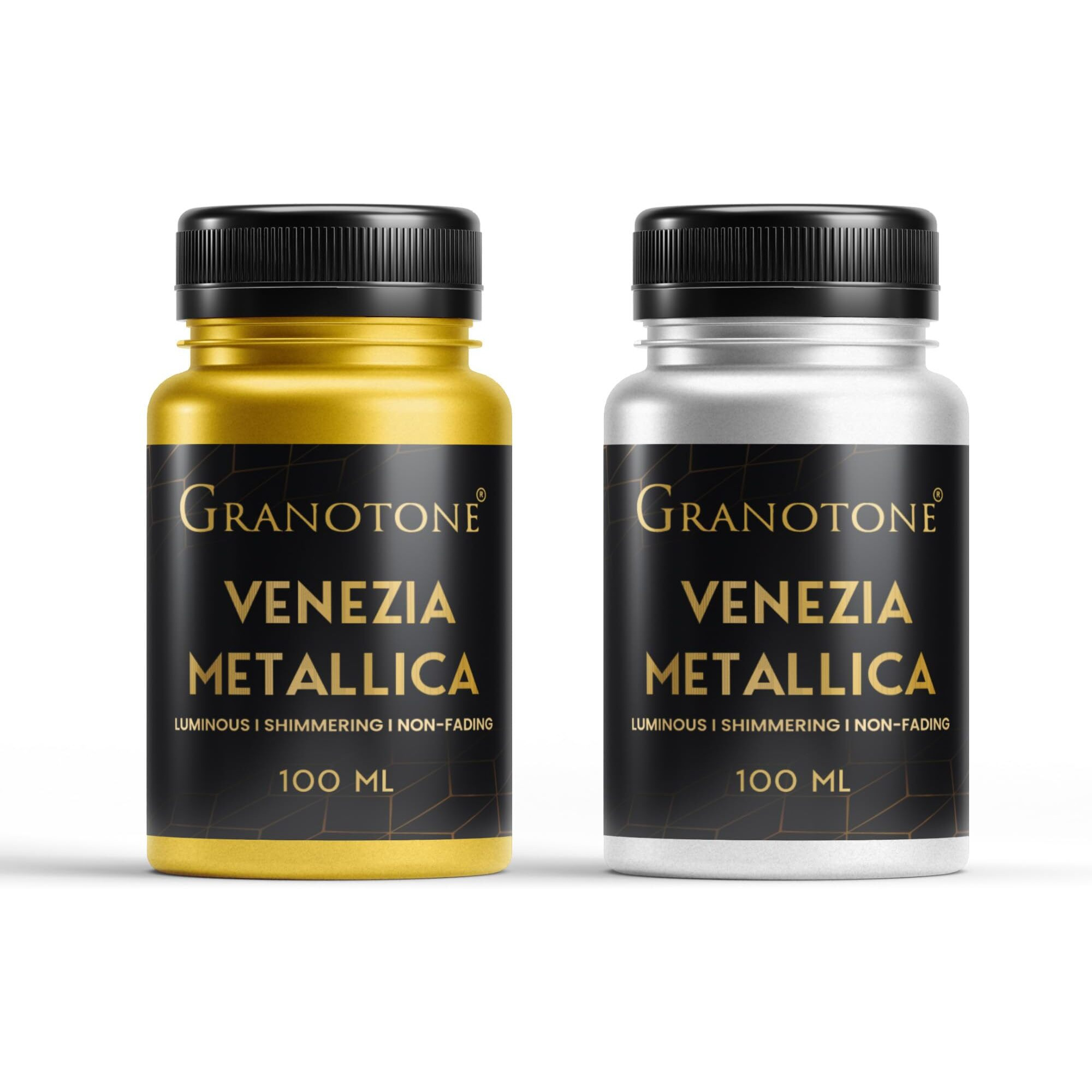 Granotone Acrylic Venezia Non-Fading Shimmering Metallic Colour Acrylic Paint With Rich Pigments Non-Toxic Ideal For Kids Artist & Beginners (Gold, Silver)