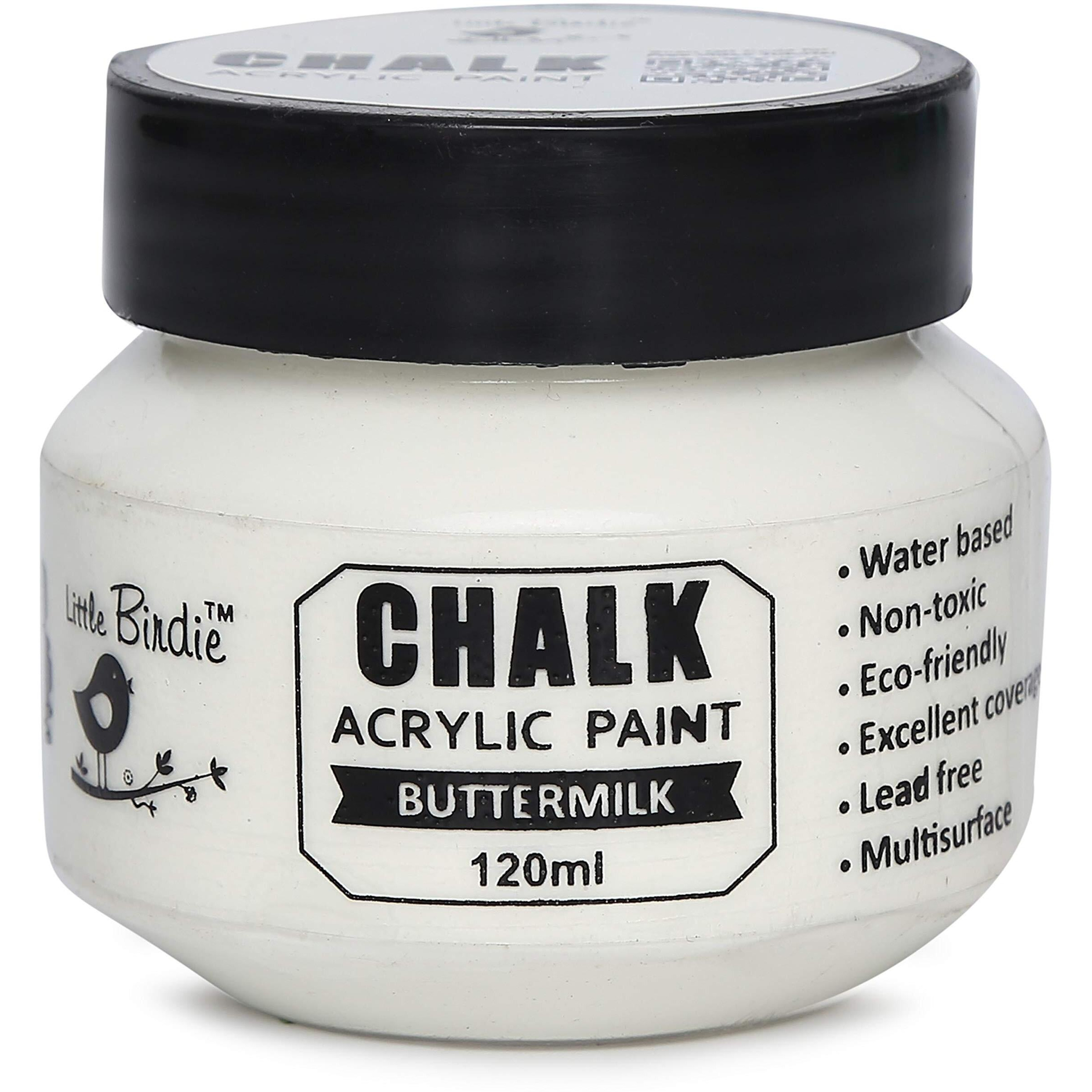 Little Birdie Home Decor Chalk Paint Buttermilk - 120Ml |Chalk Paint For Wood Furniture, Wall, Home Decor, Glass, Terracotta Pots & Multi Surface Paint