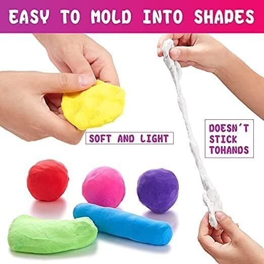 Eclet (Pack Of 12) Air Dry Clay, Colorful Children Soft Clay, Creative Art Crafts, Gifts For Kids-Multi Color. Non-Toxic Modeling Magic Fluffy Foam Bouncing Clay Putty Kit For Kids With Tools .18