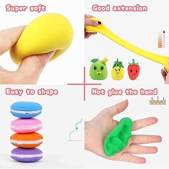 Eclet (Pack Of 12) Air Dry Clay, Colorful Children Soft Clay, Creative Art Crafts, Gifts For Kids-Multi Color. Non-Toxic Modeling Magic Fluffy Foam Bouncing Clay Putty Kit For Kids With Tools .18