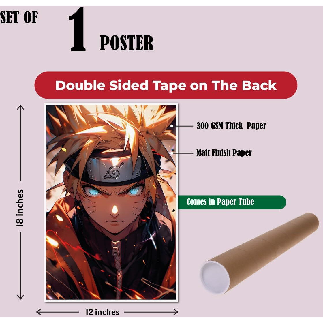 Tenorarts Naruto Uzumaki Poster Naruto Anime Wall Posters With Thick 300 Gsm Matt Finish Paper (18Inches X 12Inches)