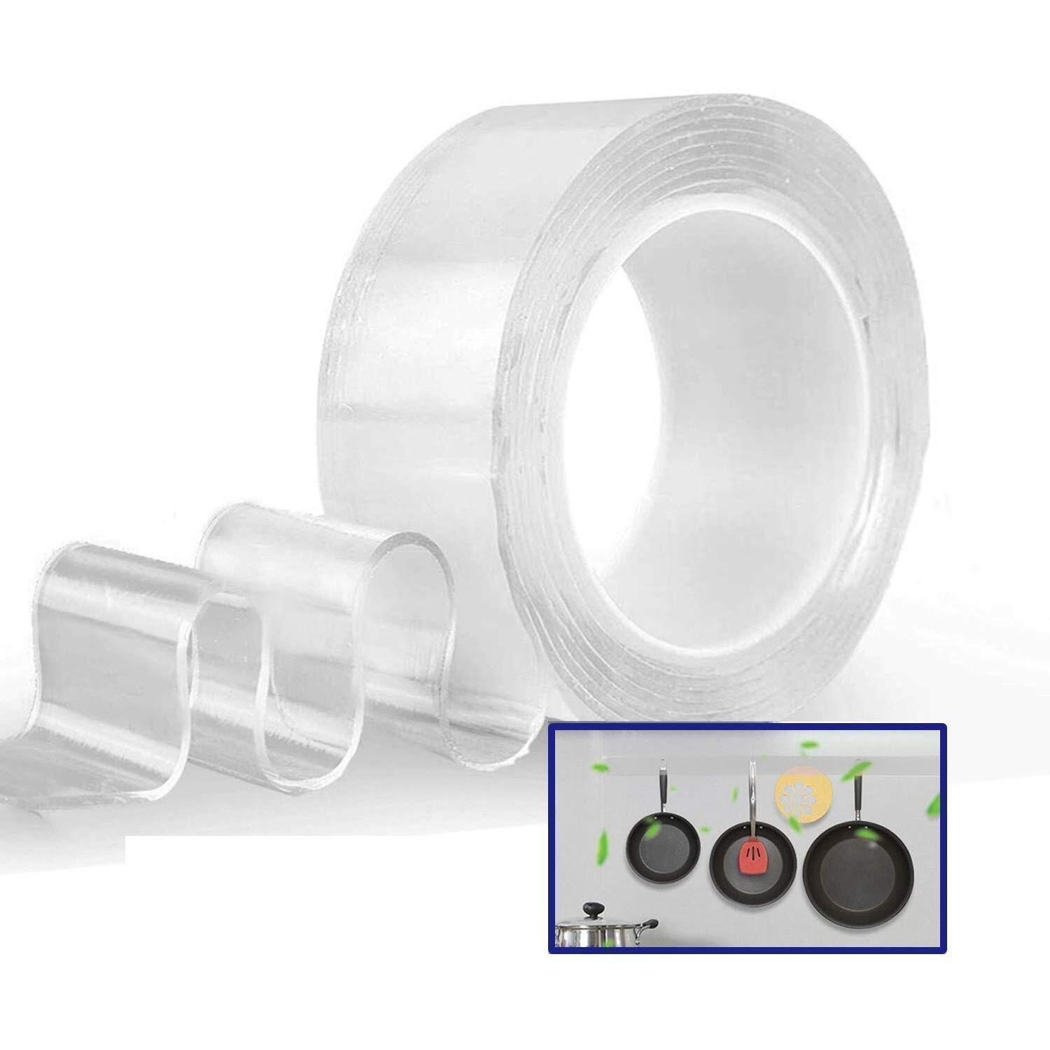Prokart Double Sided Nano Adhesive Tape Traceless Washable Nano Gel Tape Kitchen,Metal,Cellphone,Stick To Glass,Pads Or Tiles Grip Transparent Tape (1)