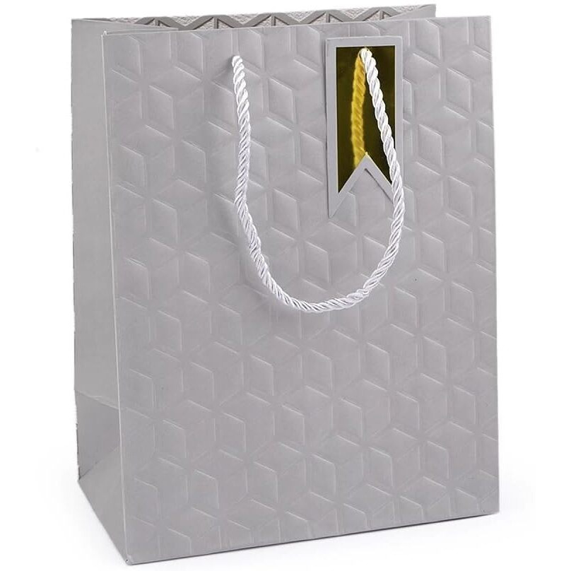 Teesta Simple Elegant Professional Look Gift Wrapping Bags 3D Simple Design Printed Tote Bags With Handle For Gifting People (Multi, Small -Set Of 4)
