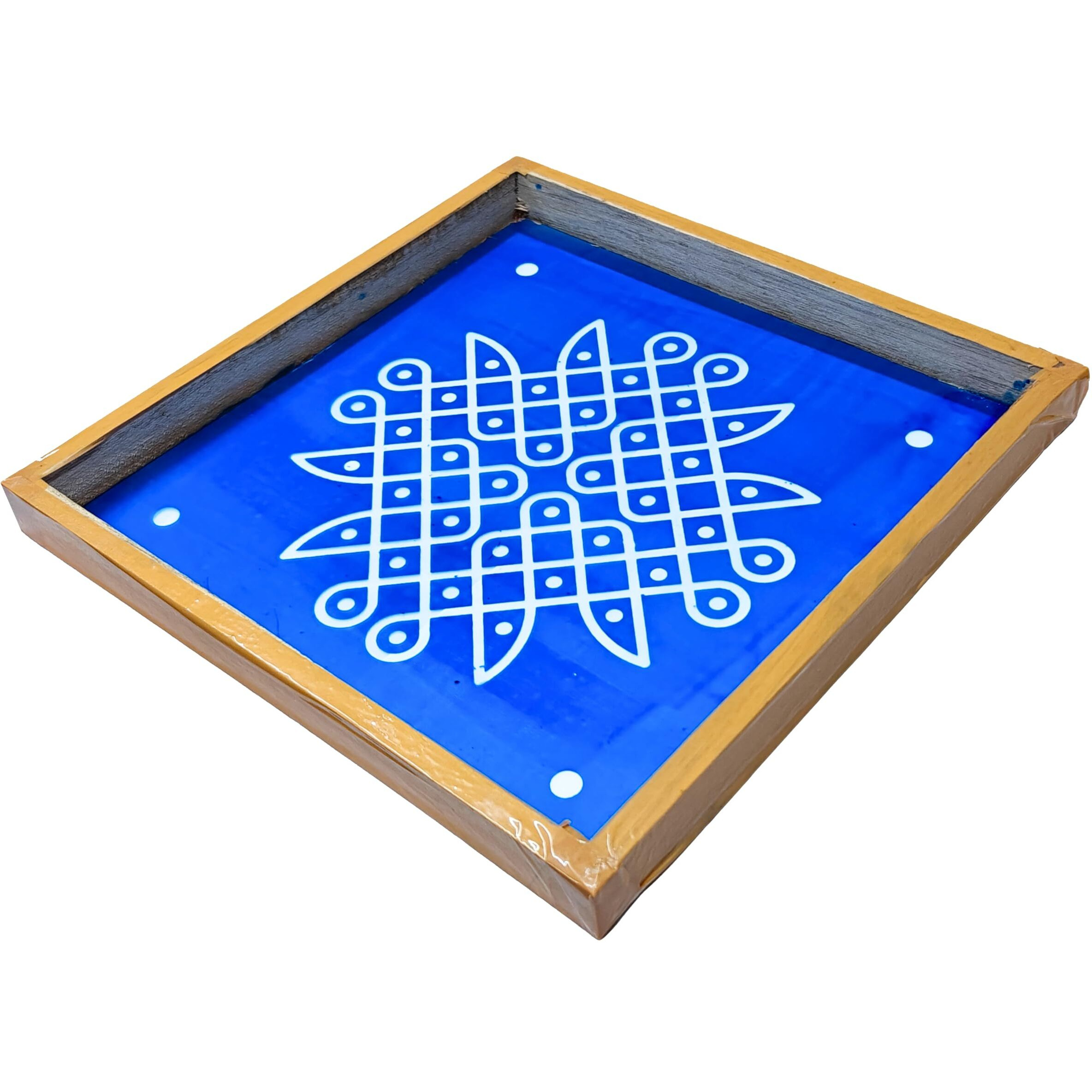 Anciently Kambi Kolam Rangoli Stencil Wooden(Design 6), Rangoli Stencil Wooden, Rangoli Sacha Wooden, 1 Piece (10X10 Inches)