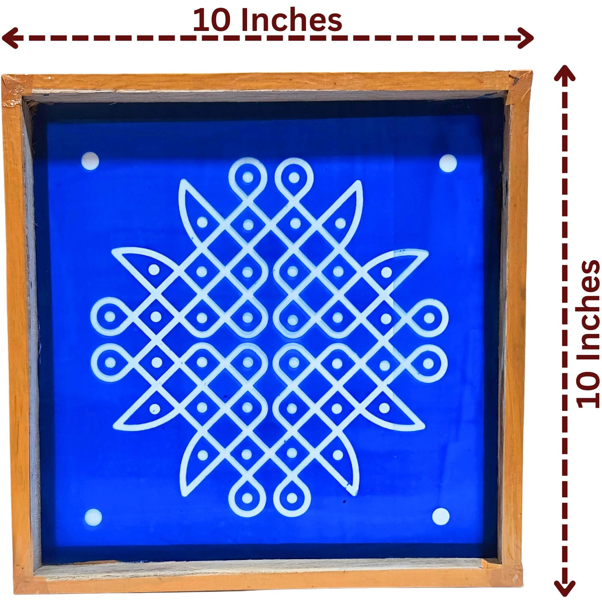 Anciently Kambi Kolam Rangoli Stencil Wooden(Design 6), Rangoli Stencil Wooden, Rangoli Sacha Wooden, 1 Piece (10X10 Inches)