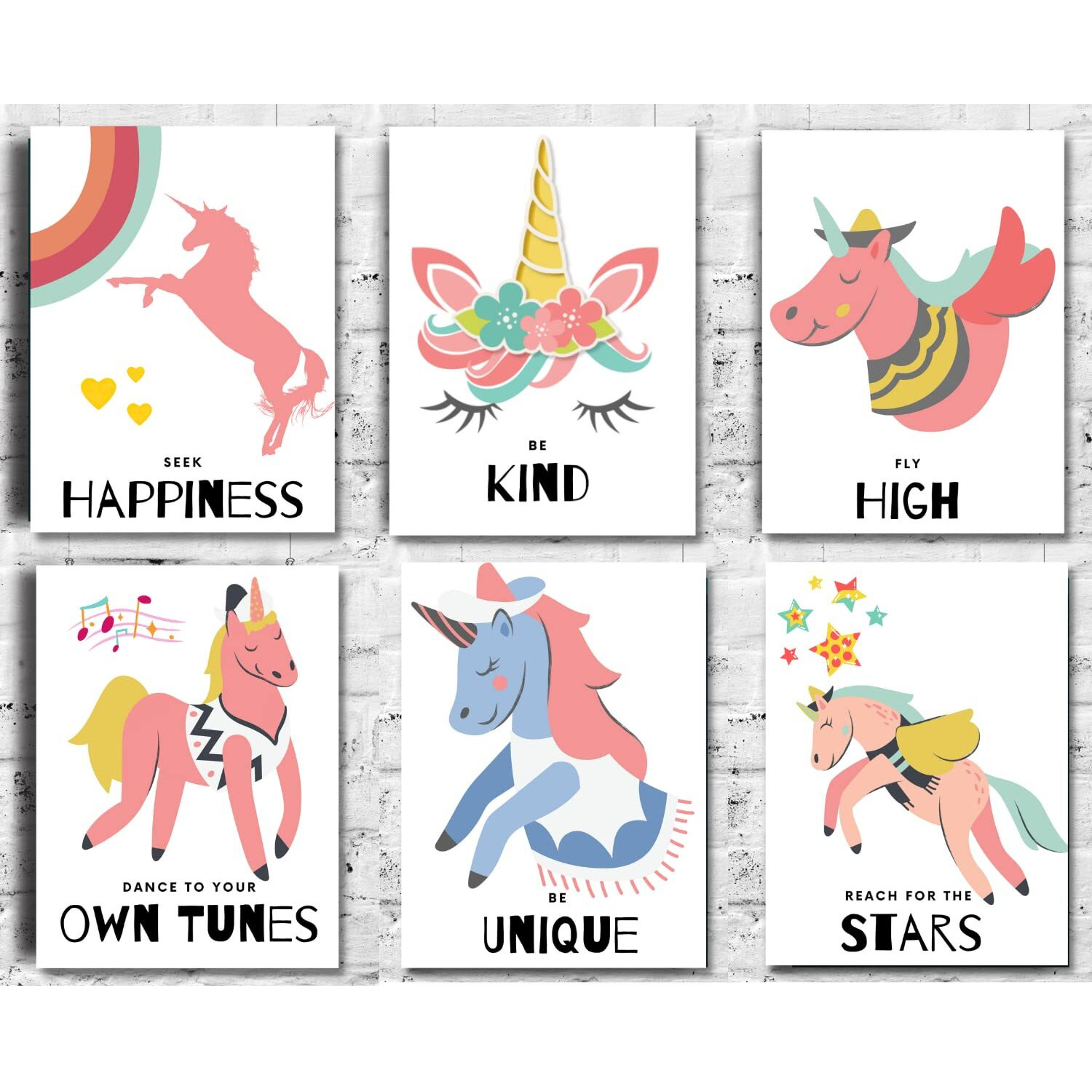 Ekdali Unicorn Inspirational Motivational Posters For Girls | Empowering Messages | Each Poster Is 6 X 9 Inches | 350 Gsm Thick