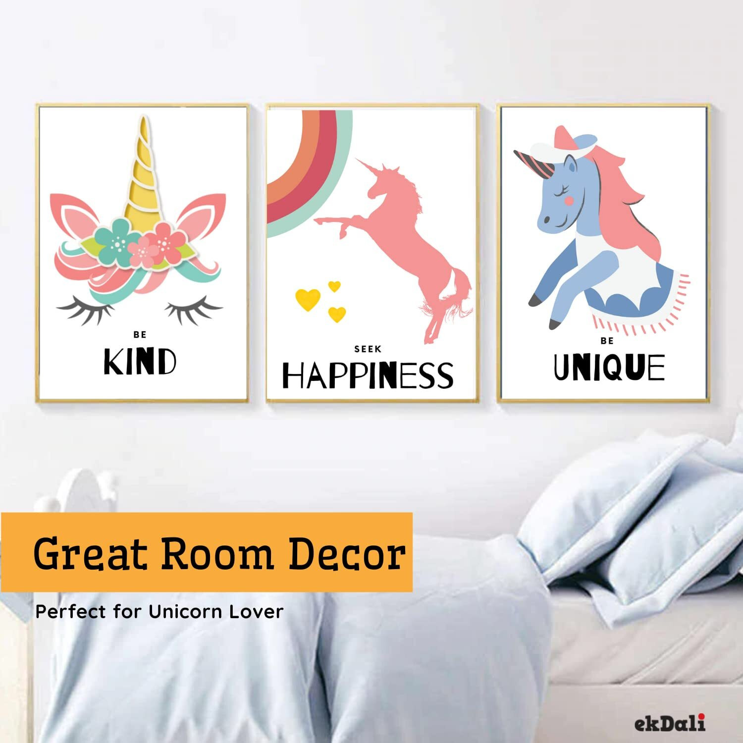 Ekdali Unicorn Inspirational Motivational Posters For Girls | Empowering Messages | Each Poster Is 6 X 9 Inches | 350 Gsm Thick