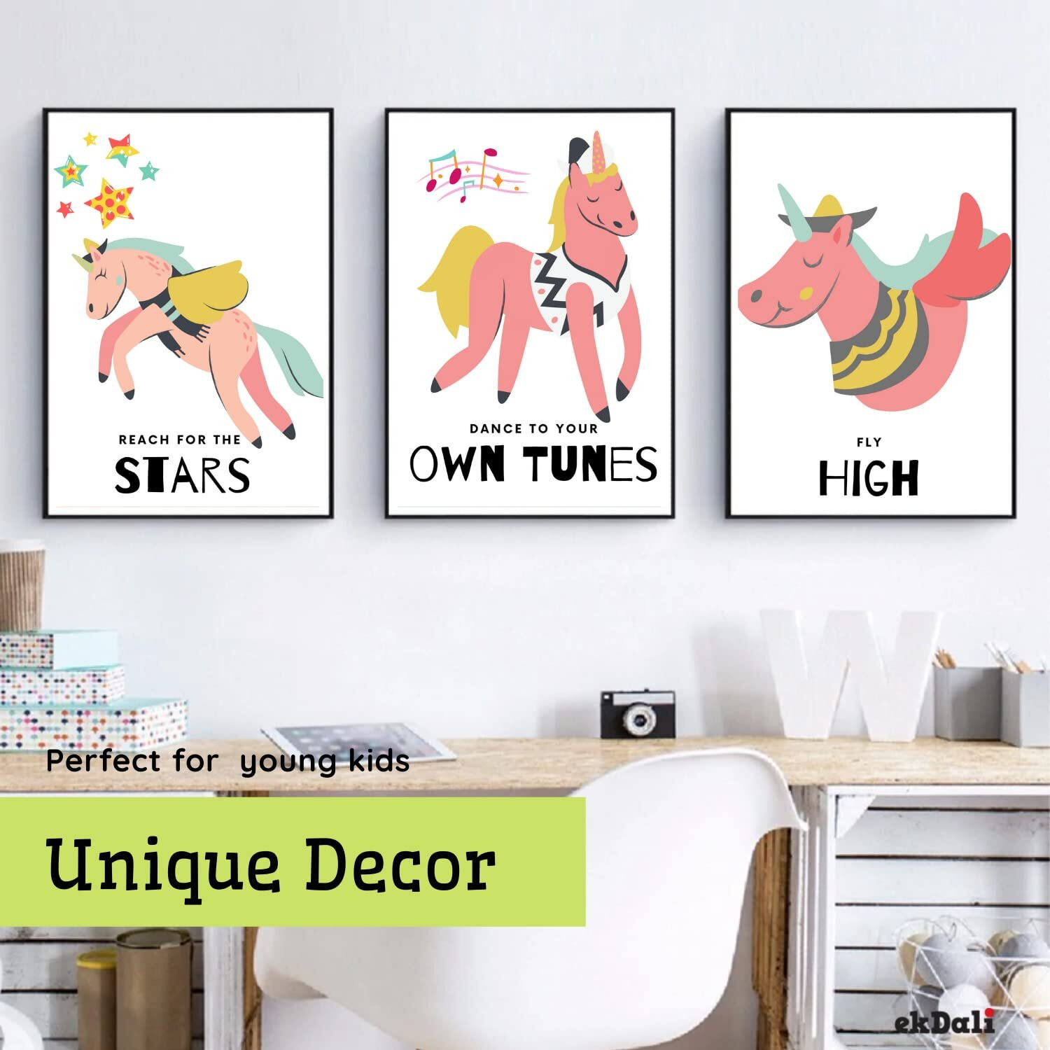 Ekdali Unicorn Inspirational Motivational Posters For Girls | Empowering Messages | Each Poster Is 6 X 9 Inches | 350 Gsm Thick