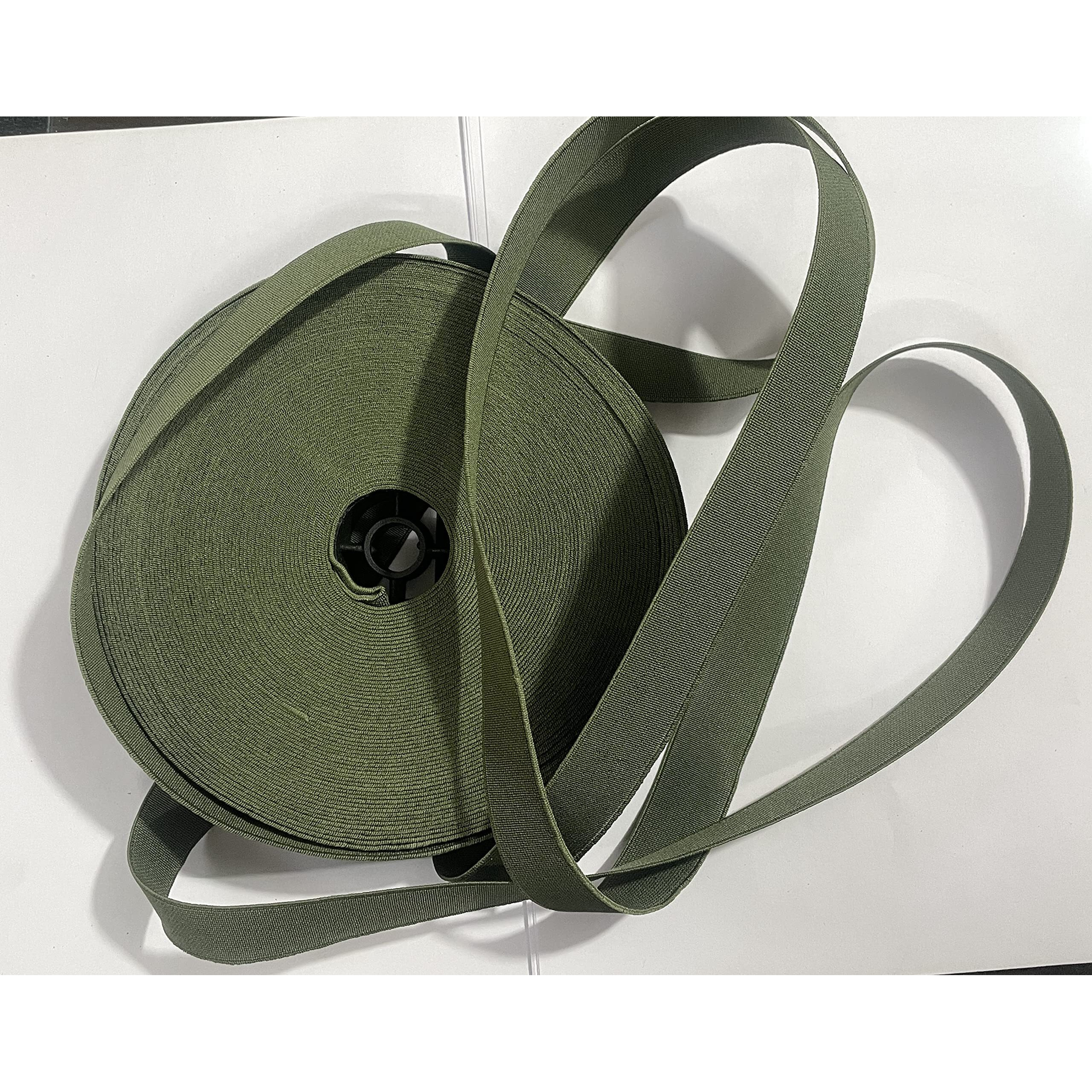 Omx, 1 Inch (25Mm) Wide Elastic Wooven Band, 25 Mtr, For Knitted Elastic For Sewing,Stitching,Tailoring, Elastic Pants And Other Diy Items (Mehndi Colour, Olive Green)