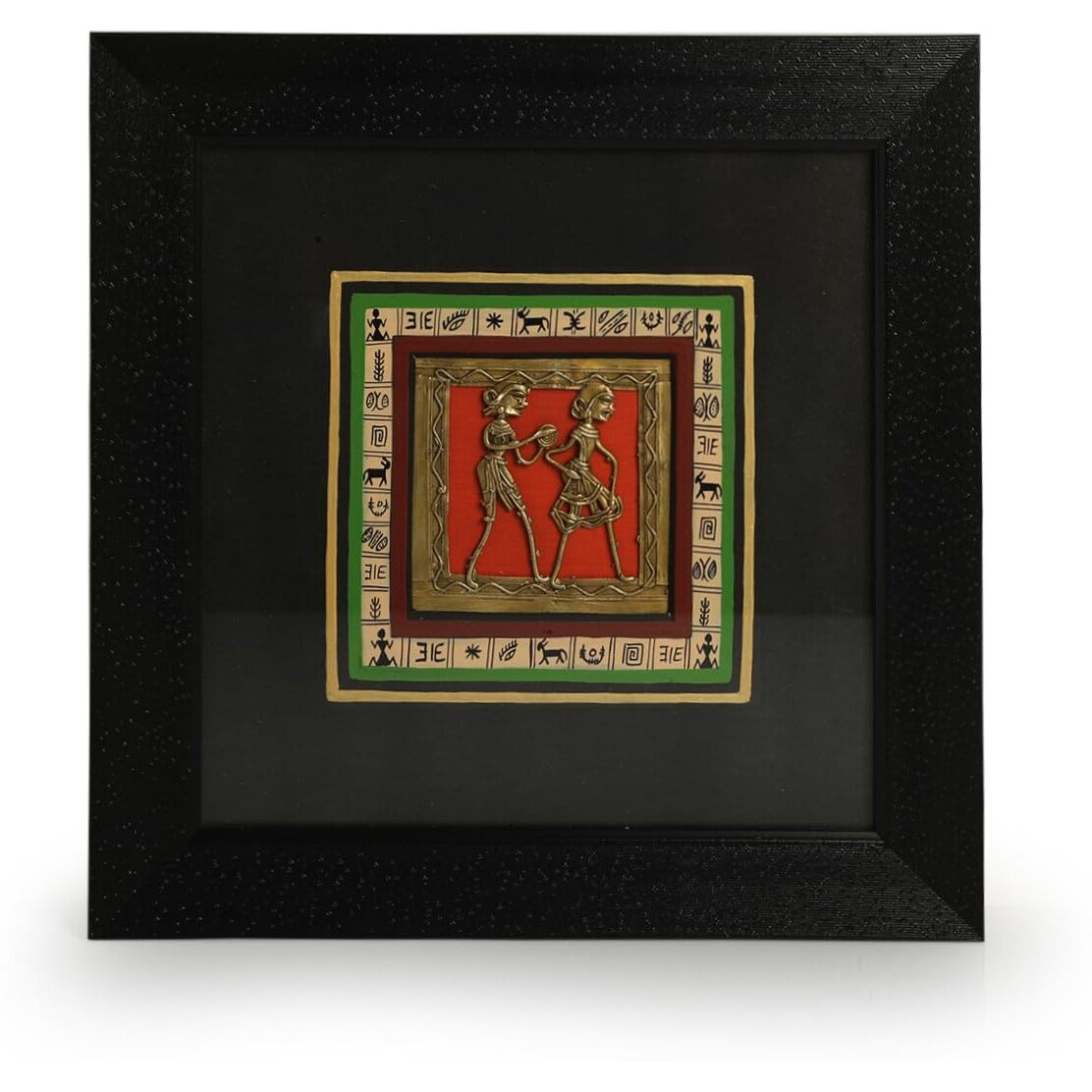 Exclusivelane 'Tribal Dhokra-Warli Art' Wooden Wall Decor For Living Room |Handpainted Wall Decoration Items For Living Room Wall Hanging For Home Decoration For Bedroom (Mdf Wood, 12.5 Inch)
