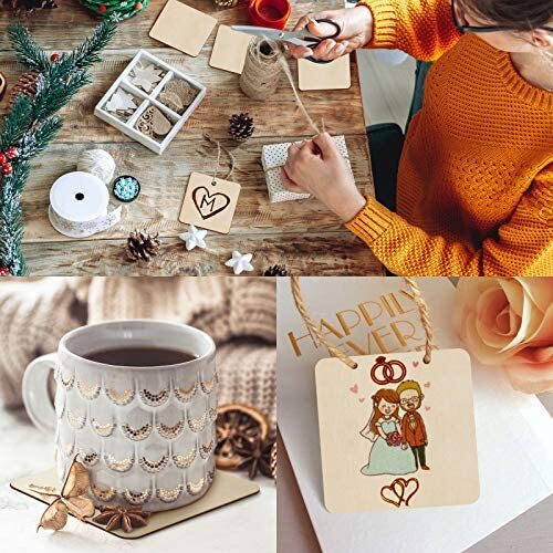 Fafit Unfinished Wood Pieces, 50Pcs 4 X 4 Inch Blank Natural Wood Square Wooden Cutouts Board For Diy Crafts Painting,