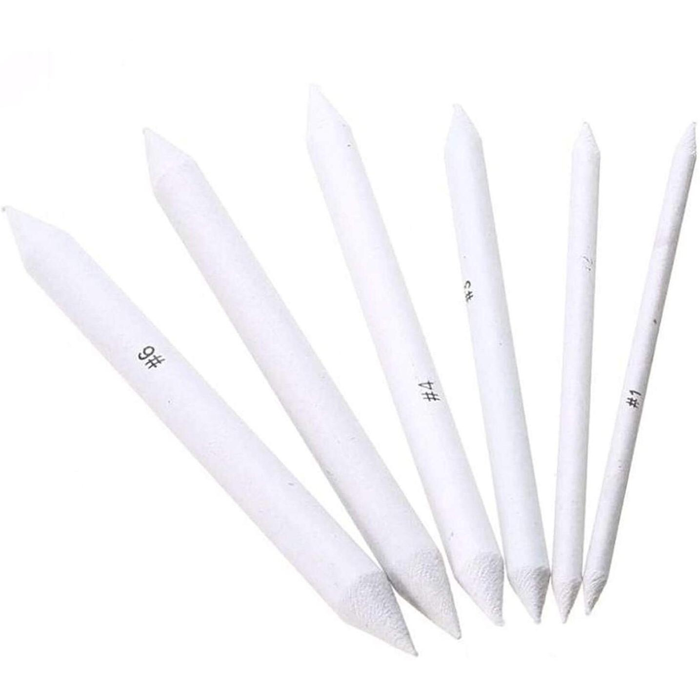 Akshar Art N Craft Paper Sketch Art Tortillon White Drawing Pen Blending Smudging Stump Stick Practical Painting Tool For Sketch Artist And Students - Set Of 6