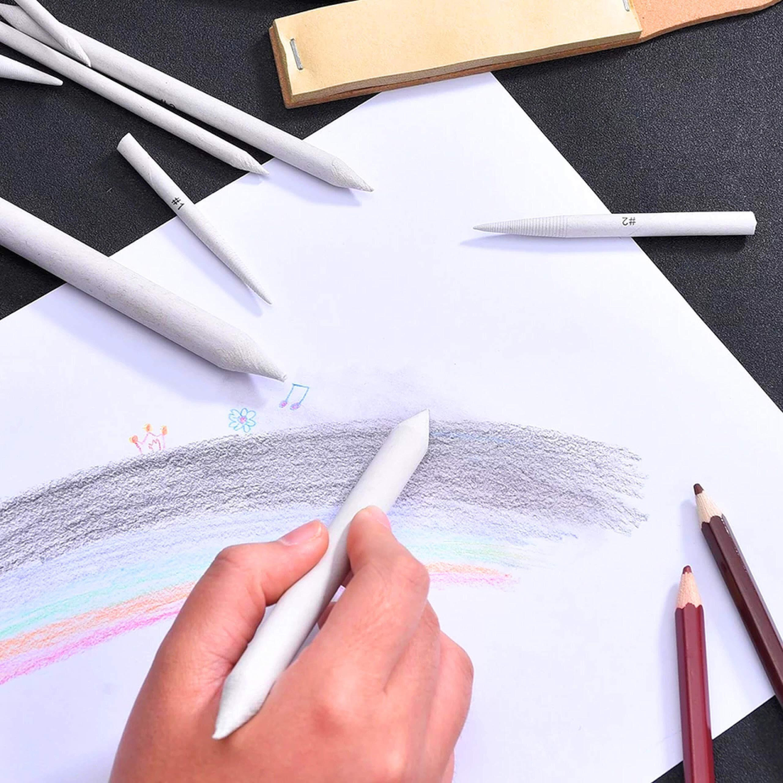 Akshar Art N Craft Paper Sketch Art Tortillon White Drawing Pen Blending Smudging Stump Stick Practical Painting Tool For Sketch Artist And Students - Set Of 6