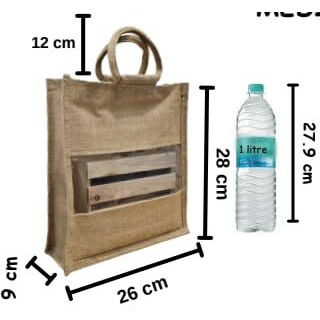 Satyam Kraft 6 Pcs Jute Bag Goodie Bags With Handle Gift Paper Bag, Carry Bags, Gift Bag, Gift For Birthday, Christmas, Marriage, Festivals, Xmas, Season's Greetings And Events (Medium)