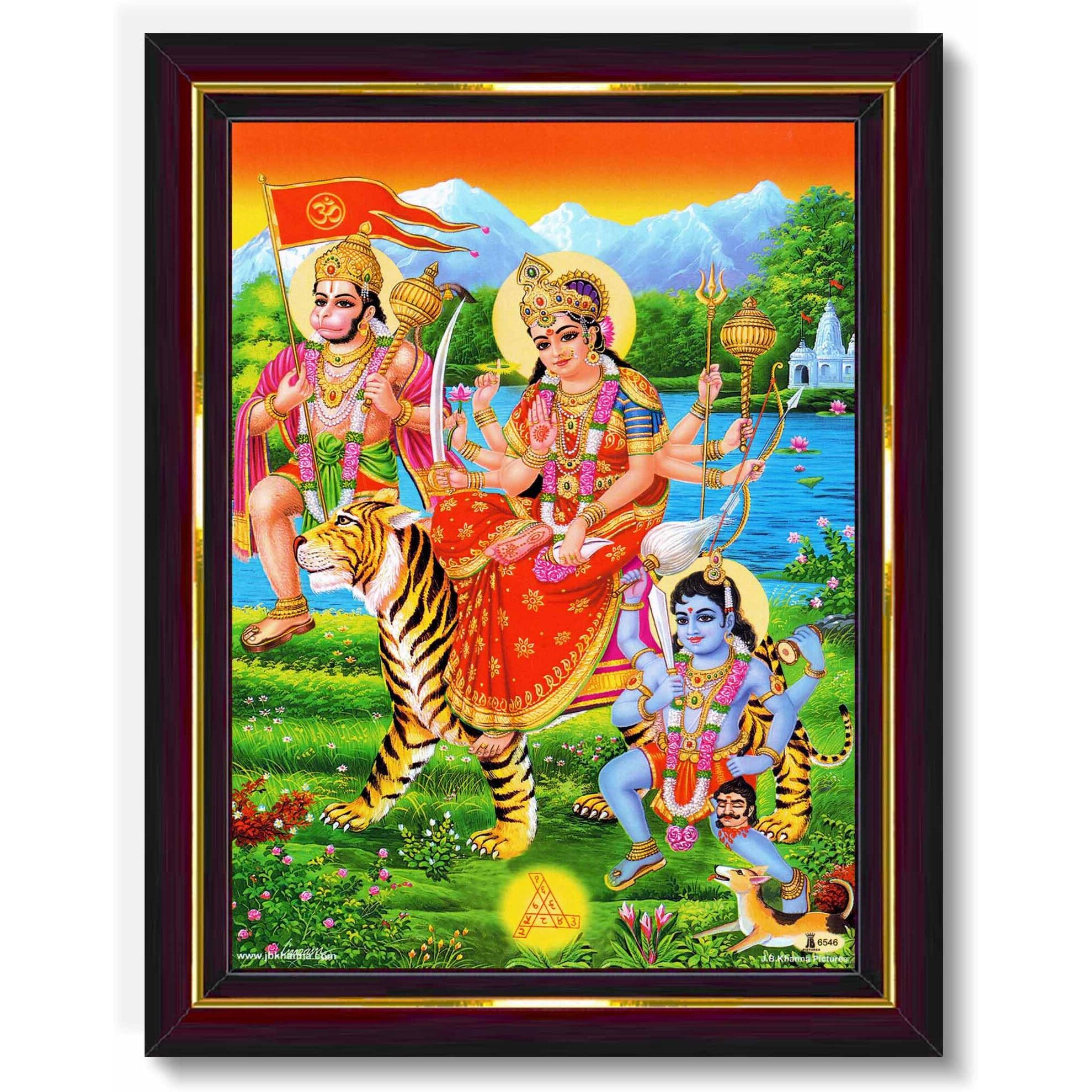 Pavan Photo Laminations Goddess Durga Devi Hanuman Kala Kaal Bhairav Wall Painting Framed Home Decor (Wood,Matte,Brown,Big Size,10 X 12 Inch) B1208M