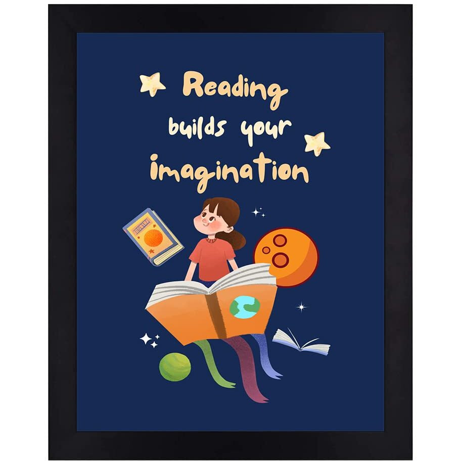 Interio Crafts Framed Poster For Readers, Quote Poster For Library And Study Room Wall Decor, Synthetic Wood, Black Frame, 13 X 10 Inches