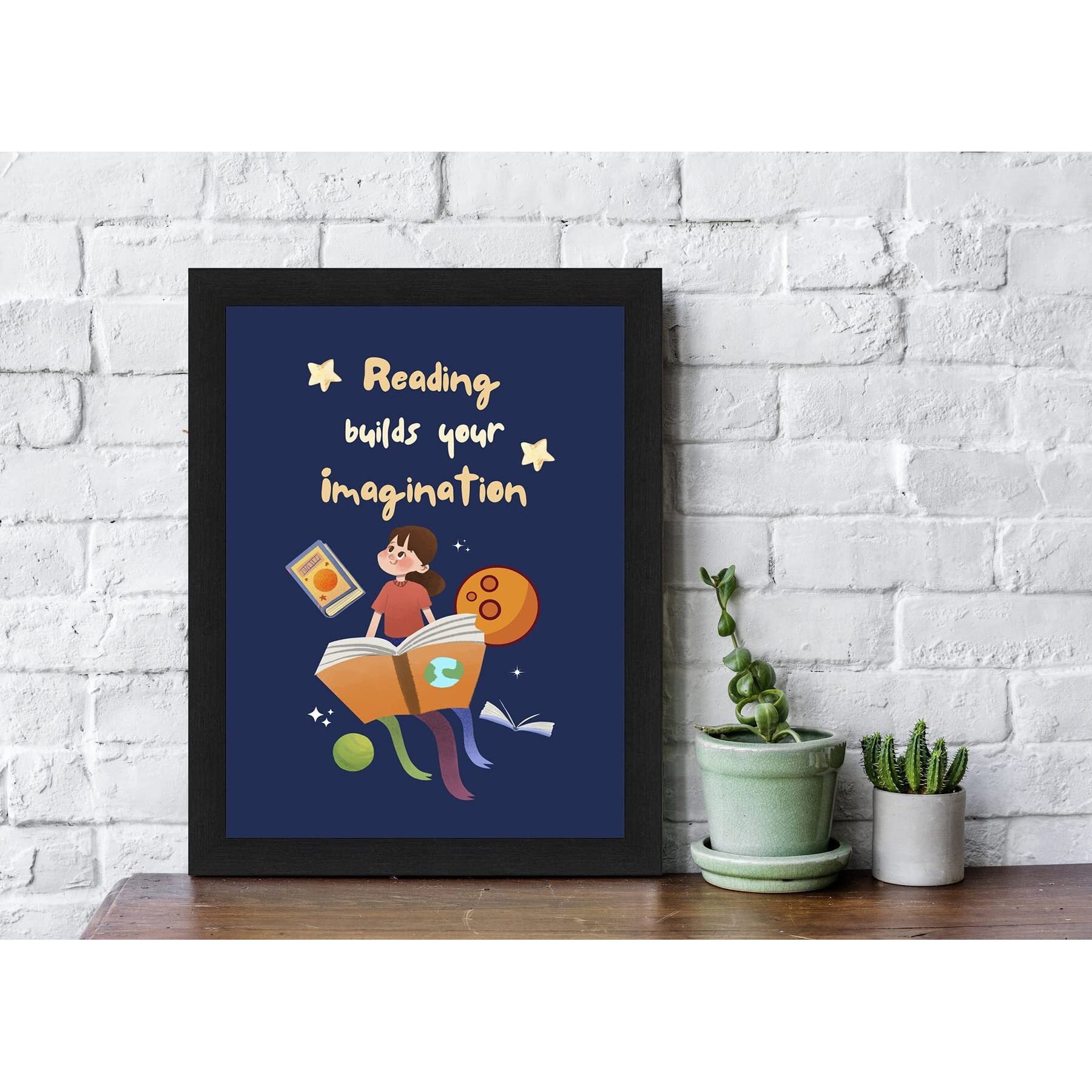 Interio Crafts Framed Poster For Readers, Quote Poster For Library And Study Room Wall Decor, Synthetic Wood, Black Frame, 13 X 10 Inches