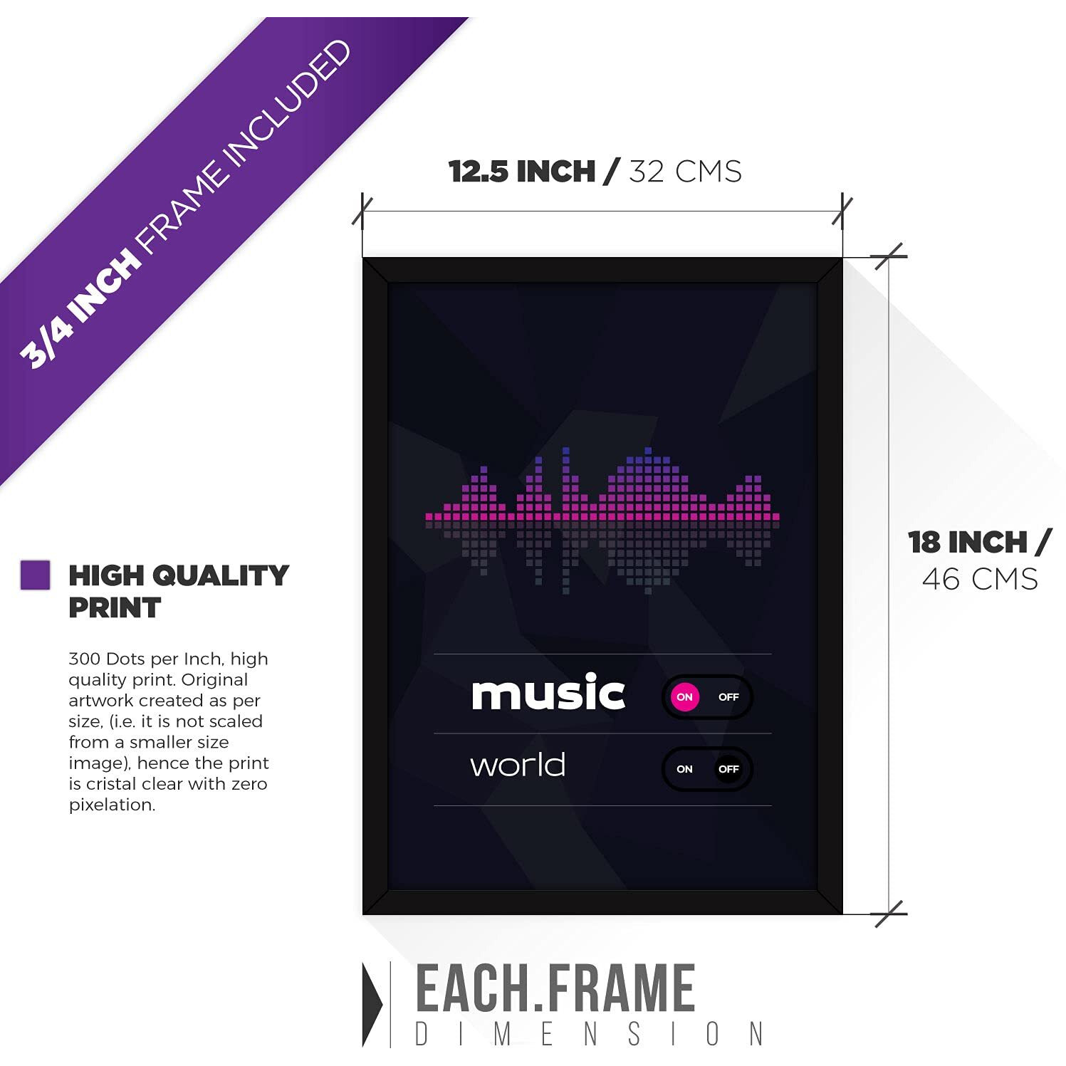 Fatmug Framed Music Posters Wall Paintings For Home And Office Decor, With Glass, A3 - Set Of 3