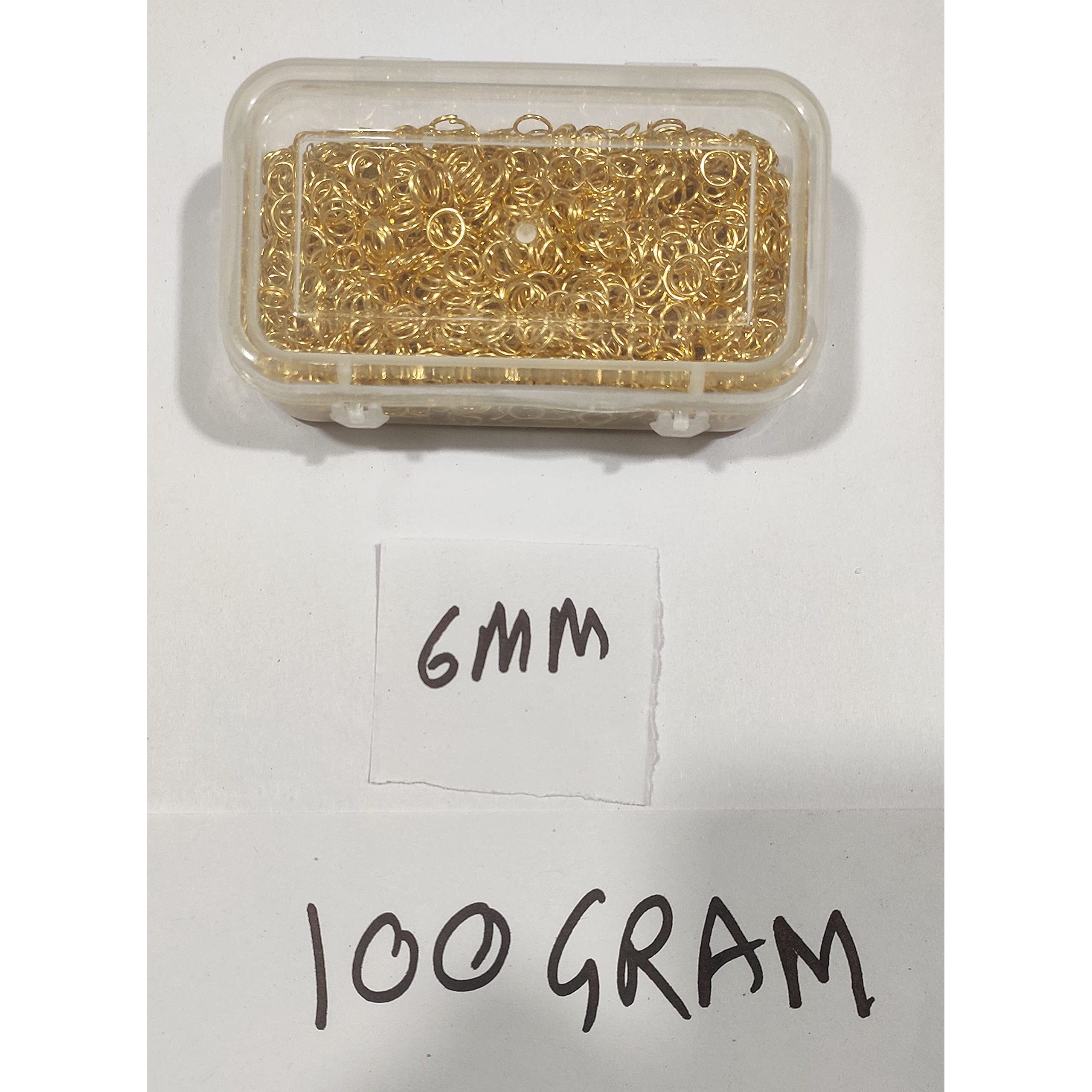 Omx 100 Gm, Approx 1900 Pc Gold Color Round Unsoldered Open Jump Ring Jupmrings Kari/Kadi Jewellery Making Material Fitting Kit Art And Craft Kit (6Mm)