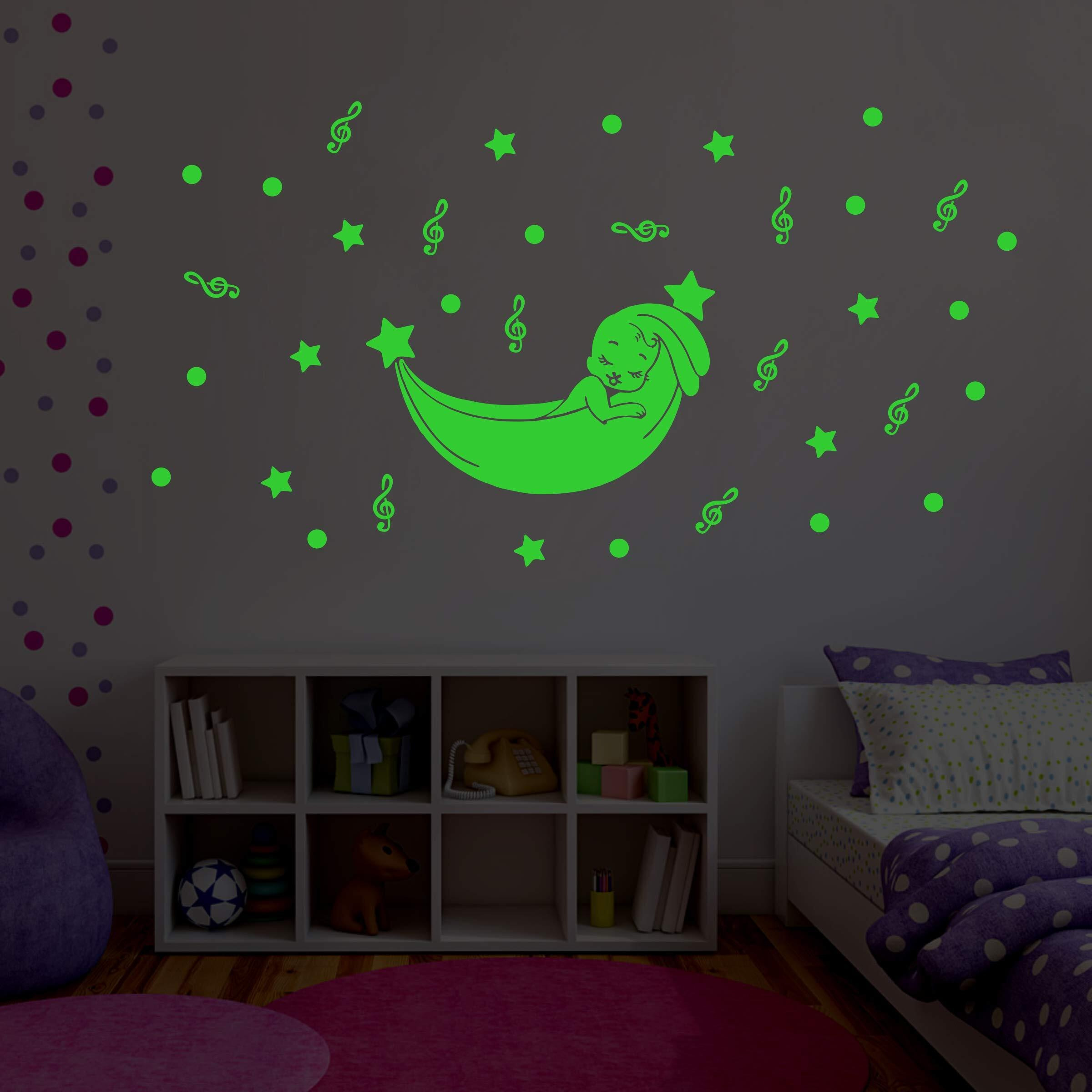 Dreamkraft Glow In The Dark Kids Room Decor Radium Sticker (Green, 25X25 Cm)