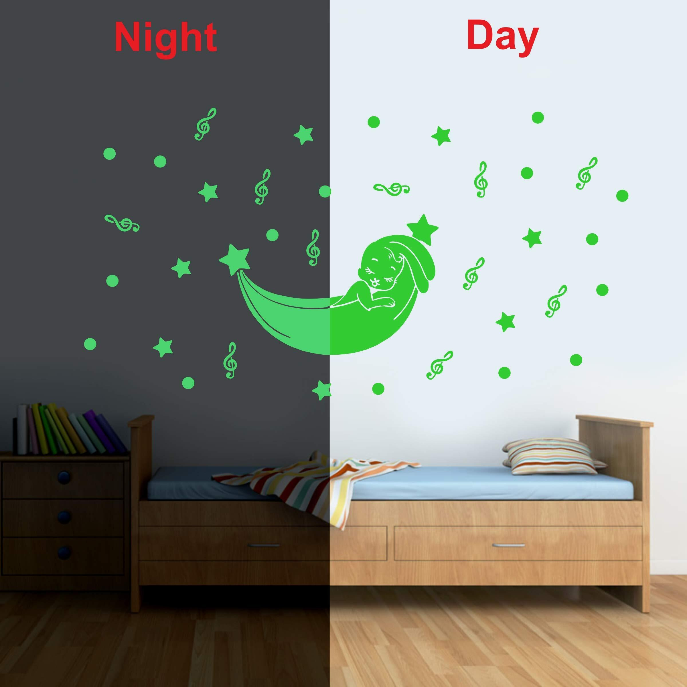 Dreamkraft Glow In The Dark Kids Room Decor Radium Sticker (Green, 25X25 Cm)