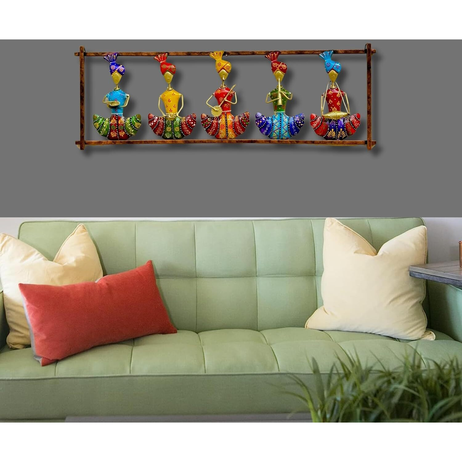 Anshika International Metal Wall Art Rajasthani 5 Musicians Wall Decor/Wall Hanging For Living Room/Bedroom Size-30 X10.5 Inch-A7