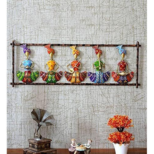 Anshika International Metal Wall Art Rajasthani 5 Musicians Wall Decor/Wall Hanging For Living Room/Bedroom Size-30 X10.5 Inch-A7